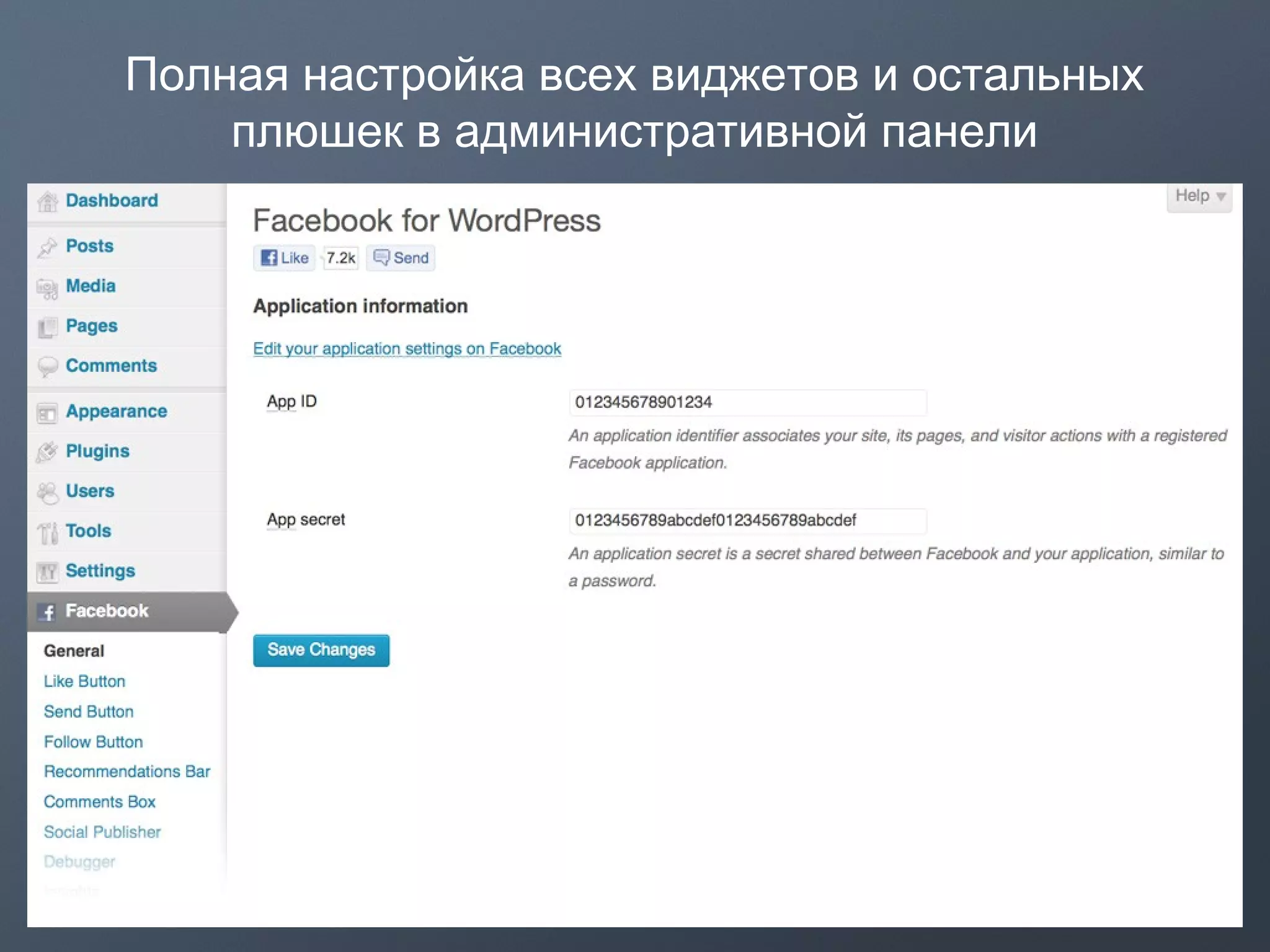 Полная настройка всех виджетов и остальных
плюшек в административной панели
 