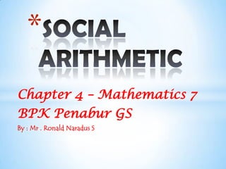 *
Chapter 4 – Mathematics 7
BPK Penabur GS
By : Mr . Ronald Naradus S
 