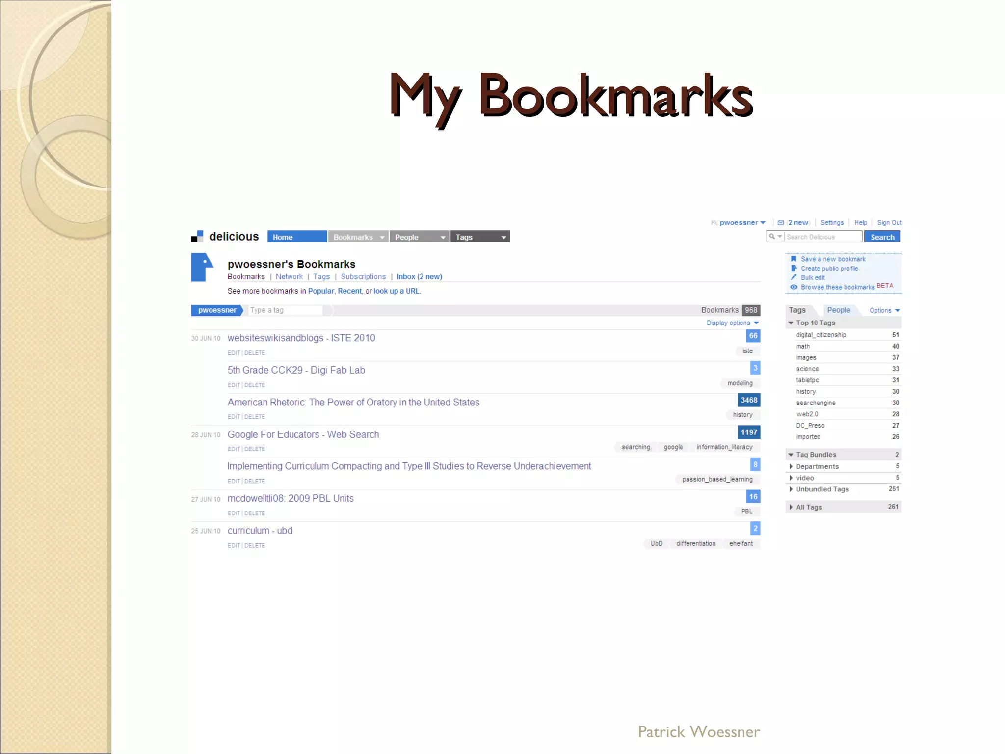 My Bookmarks Patrick Woessner 