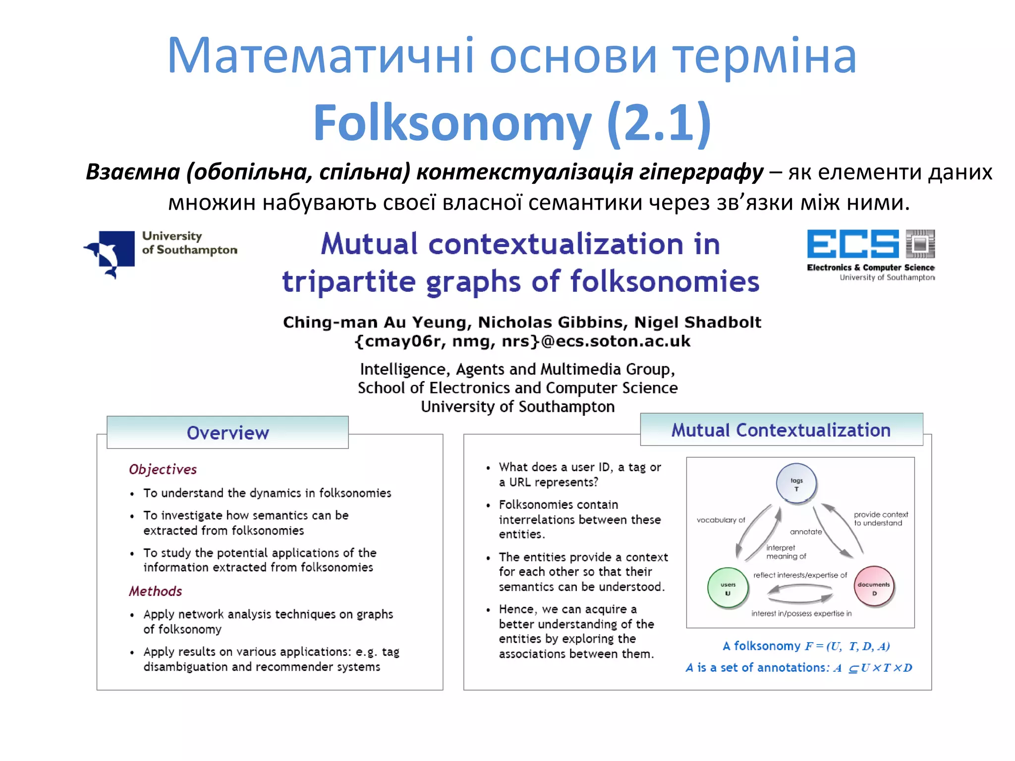 Social Bookmarks, Folksonomies–Complex Networks