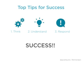 Top Tips for Success
1. Think 2. Understand 3. Respond
SUCCESS!!
@javierburon / #smlondon
 