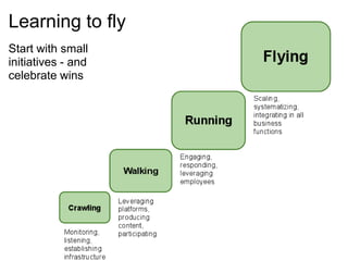 Learning to fly
Start with small
initiatives - and
celebrate wins
 