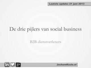 De drie pijlers van social business
B2B dienstverleners
JochemKoole.nl
Laatste update: 21 juni 2013
 