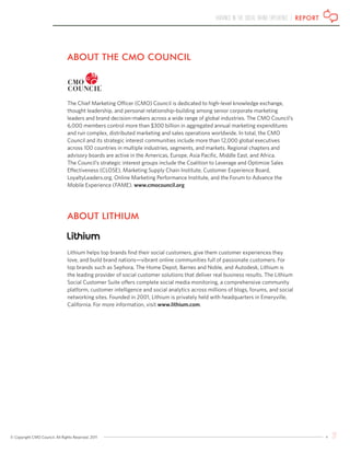 VARIANCE IN THE SOCIAL BRAND EXPERIENCE | REPORT
© Copyright CMO Council. All Rights Reserved. 2011 31
ABOUT THE CMO COUNC...