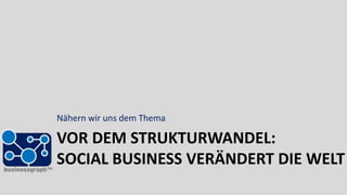 Nähern wir uns dem Thema

VOR DEM STRUKTURWANDEL:
SOCIAL BUSINESS VERÄNDERT DIE WELT
 