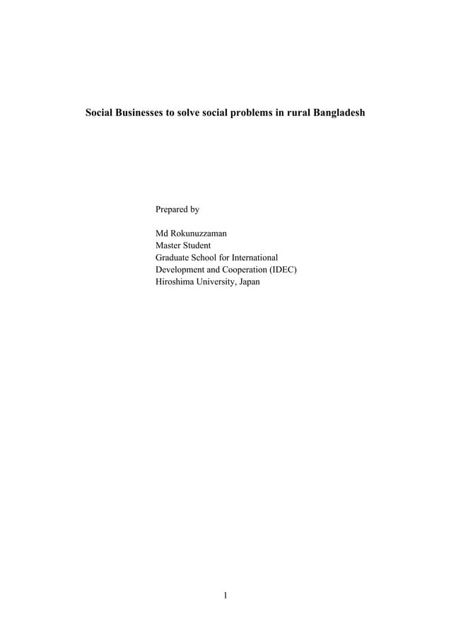 Social business to solve social problems in bangladesh PDF