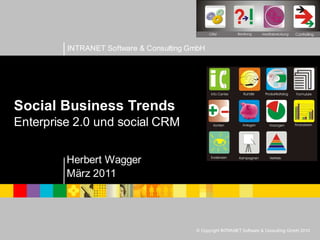 INTRANET Software & Consulting GmbH




Social Business Trends
Enterprise 2.0 und social CRM

         Herbert Wagger
         März 2011




                                         © Copyright INTRANET Software & Consulting GmbH 2010
 
