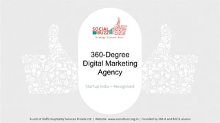360-Degree
Digital Marketing
Agency
Startup India – Recognised
A unit of GMS Hospitality Services Private Ltd. | Website: www.socialbuzz.org.in | Founded by IIM-A and MICA alumni
 