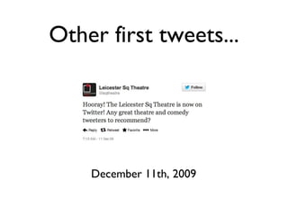 Other first tweets...
December 11th, 2009
 