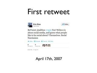 First retweet
April 17th, 2007
 