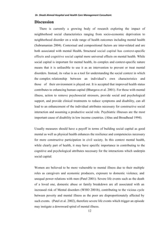 Affect of Social Capital on Mental Health Outcomes | PDF
