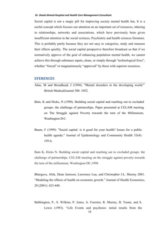Affect of Social Capital on Mental Health Outcomes | PDF