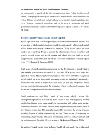 Affect of Social Capital on Mental Health Outcomes | PDF