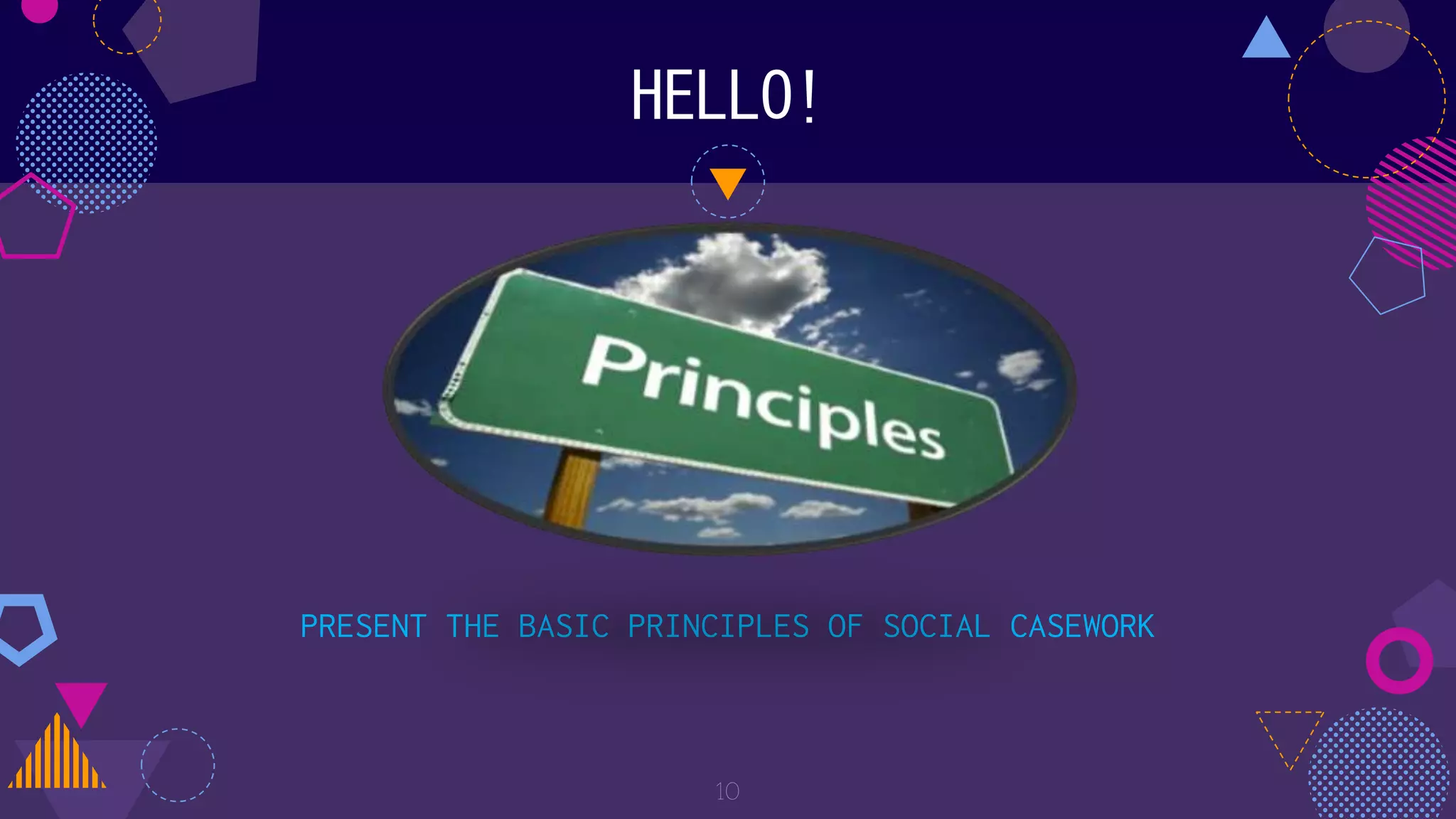 HELLO!
PRESENT THE BASIC PRINCIPLES OF SOCIAL CASEWORK
10
 