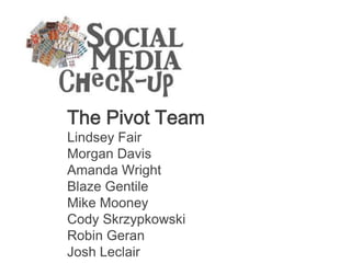 The Pivot Team
Lindsey Fair
Morgan Davis
Amanda Wright
Blaze Gentile
Mike Mooney
Cody Skrzypkowski
Robin Geran
Josh Leclair
 