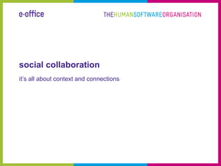 social collaboration
it’s all about context and connections
 