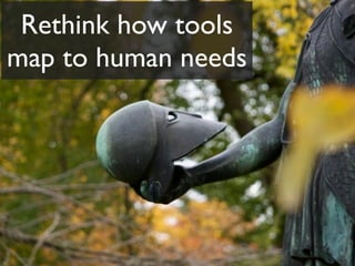 Rethink how tools
map to human needs
 