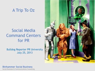 Binhammer Social Business
Social Business & Communications Consulting
A Trip To Oz
Social Media
Command Centers
for PR
Bulldog Reporter PR University
July 25, 2013
 