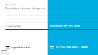IBM Connections
!
Data loss in consumer
sites is unacceptable
CIO’s will eliminate
consumer-based file sync
and share solutions form the
workplace
Sources:
http://www.bbc.com/news/technology-27285786
http://www.slashgear.com/dropbox-hack-allows-bypass-of-two-factor-authentication-05289228/
http://www.computerworld.com/s/article/9241984/Developers_hack_Dropbox_show_how_to_access_to_user_data
http://www.itworld.com/it-management/379660/how-boxcom-allowed-complete-stranger-delete-all-my-files
http://www.zdnet.com/dropbox-gets-hacked-again-7000001928/
http://www.itbusiness.ca/blog/the-enterprise-headache-with-windows-live-id-and-skydrive/30737
http://thehackernews.com/2013/03/script-exceution-flaw-in-google-drive.html
http://www.infoworld.com/t/managed-services/microsoft-onedrive-business-changes-files-241209
 