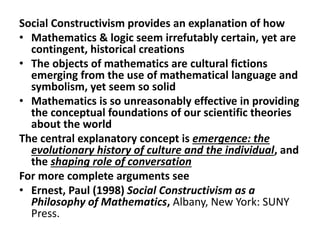 Social constructivism as a philosophy of mathematics | PPT