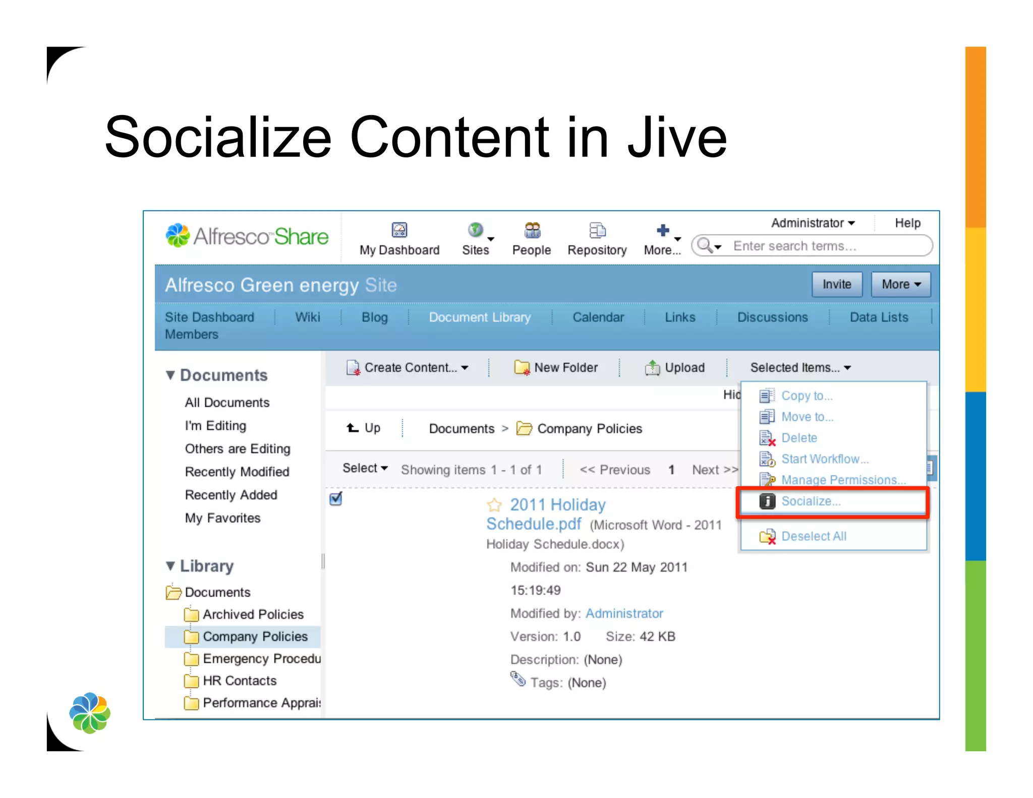 Socialize Content in Jive
 