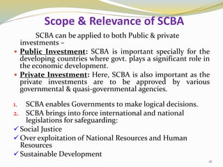 Social Cost Benefit Analysis - SCBA - Seminar by Mohan Kumar G | PPTX