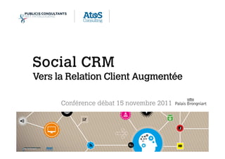 1Social CRM – 15 Novembre 2011
Social CRM
Vers la Relation Client Augmentée
Conférence débat 15 novembre 2011
 