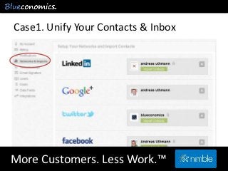 Case1. Unify Your Contacts & Inbox




More Customers. Less Work.™
              Copyright 2012 by Blueconomics Business S...