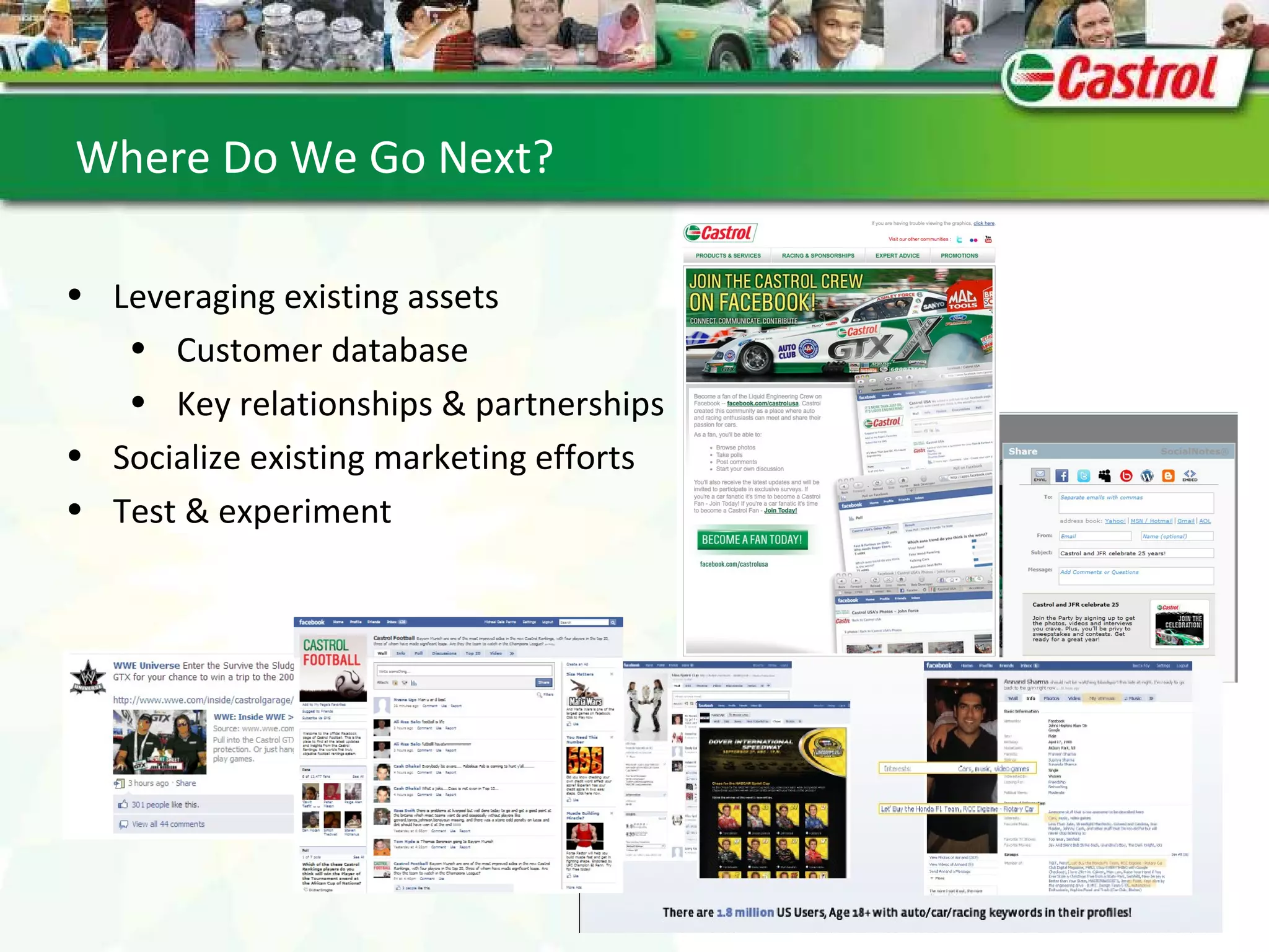 Leveraging existing subscribers/assets  Where Do We Go Next?  Leveraging existing assets Customer database Key relationships & partnerships Socialize existing marketing efforts Test & experiment  
