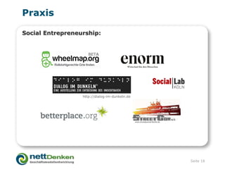 Praxis

Social Entrepreneurship:




                  http://dialog-im-dunkeln.de




                                   ...