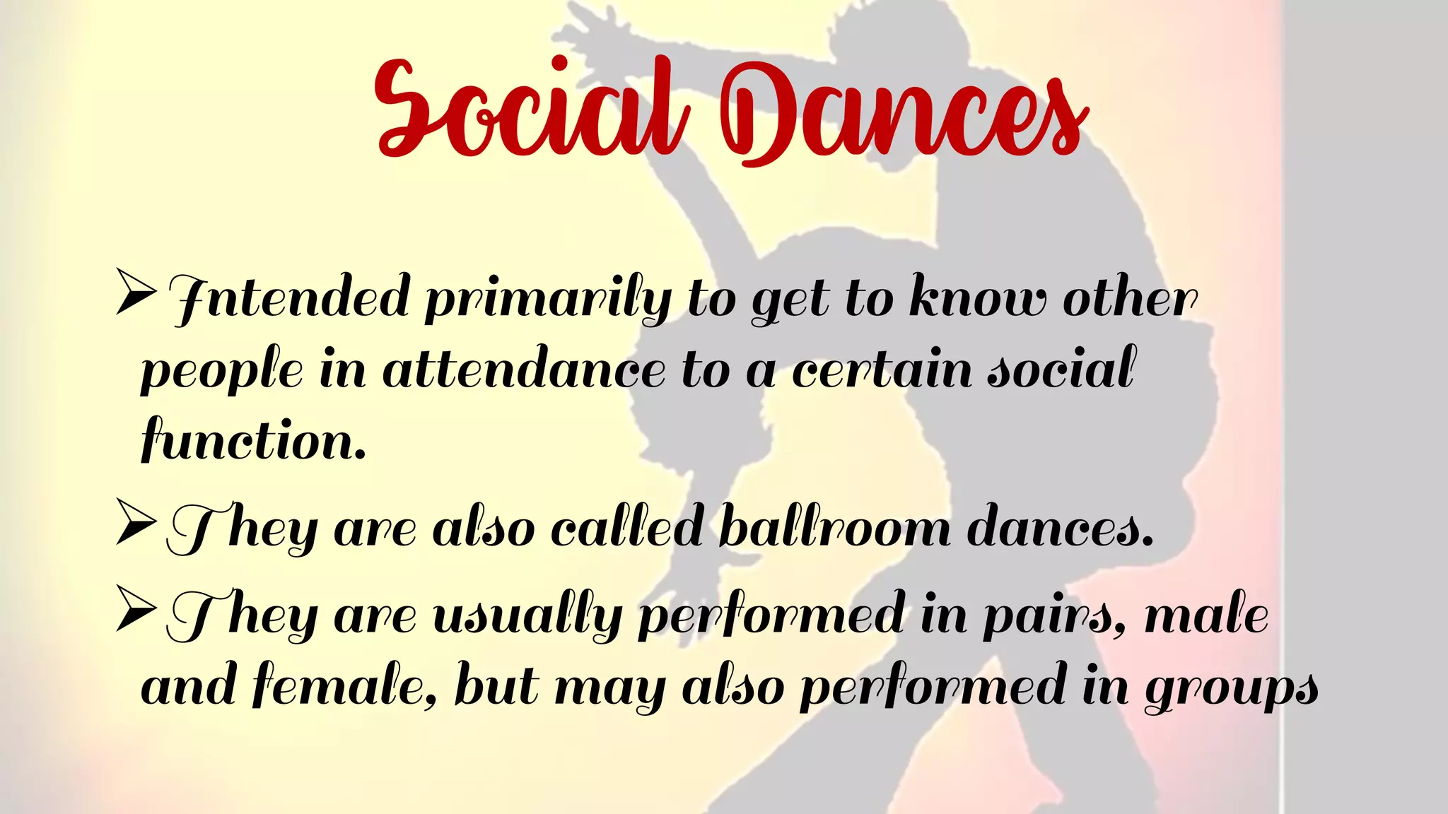 Social dances and dance mixers PPT