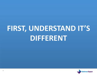 FIRST,	
  UNDERSTAND	
  IT’S	
  
                            DIFFERENT	
  
        This	
  is	
  a	
  product	
  



8	
  
 