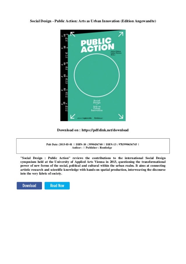 Social Design Public Action Arts As Urban Innovation - 