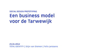 SOCIAL DESIGN PROTOTYPING
Een business model
voor de Tarwewijk
25.01.2012
TOTAL IDENTITY | Stijn van Diemen | Felix Janssens
 