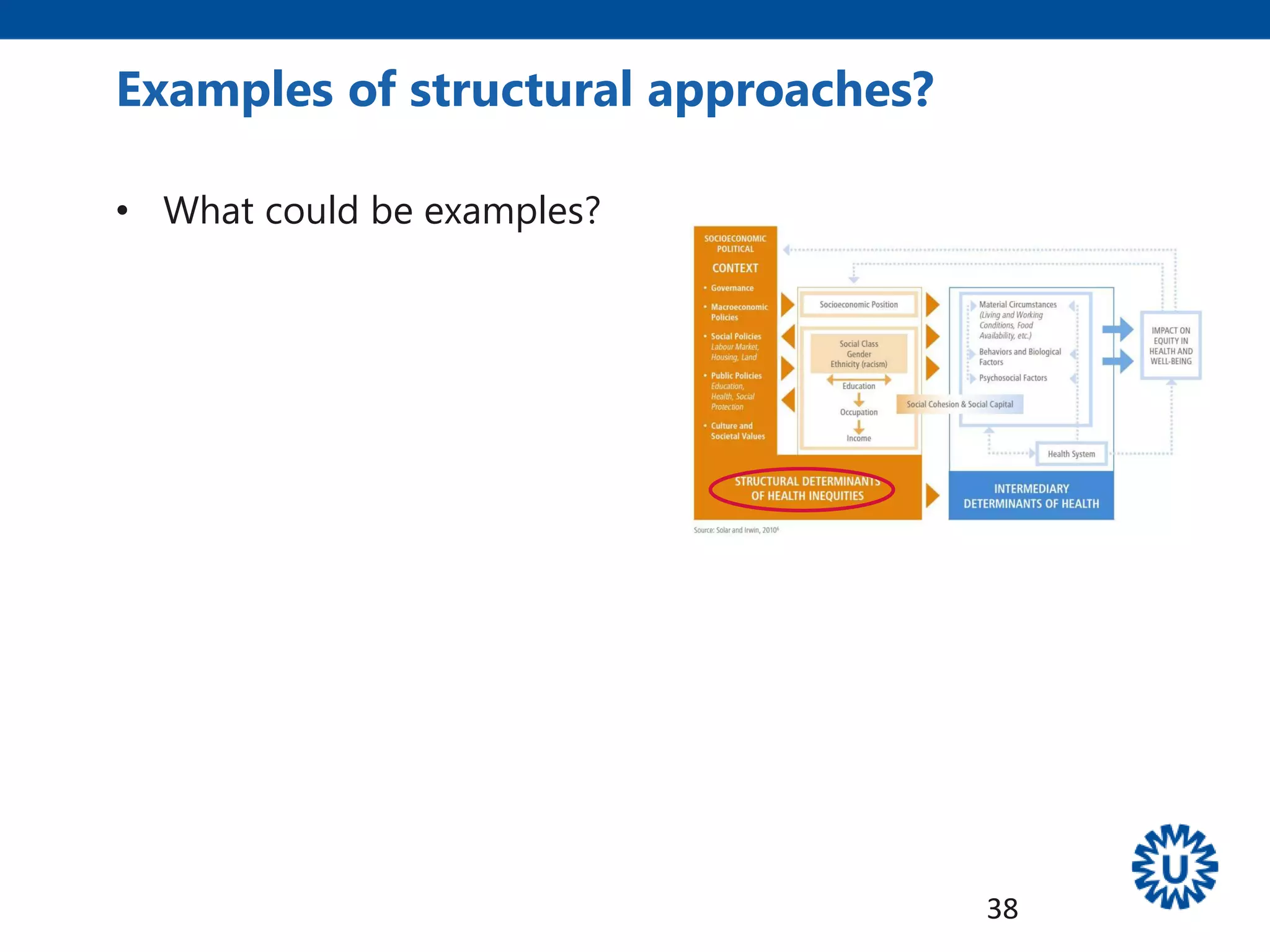 Examples of structural approaches?
• What could be examples?
38
 