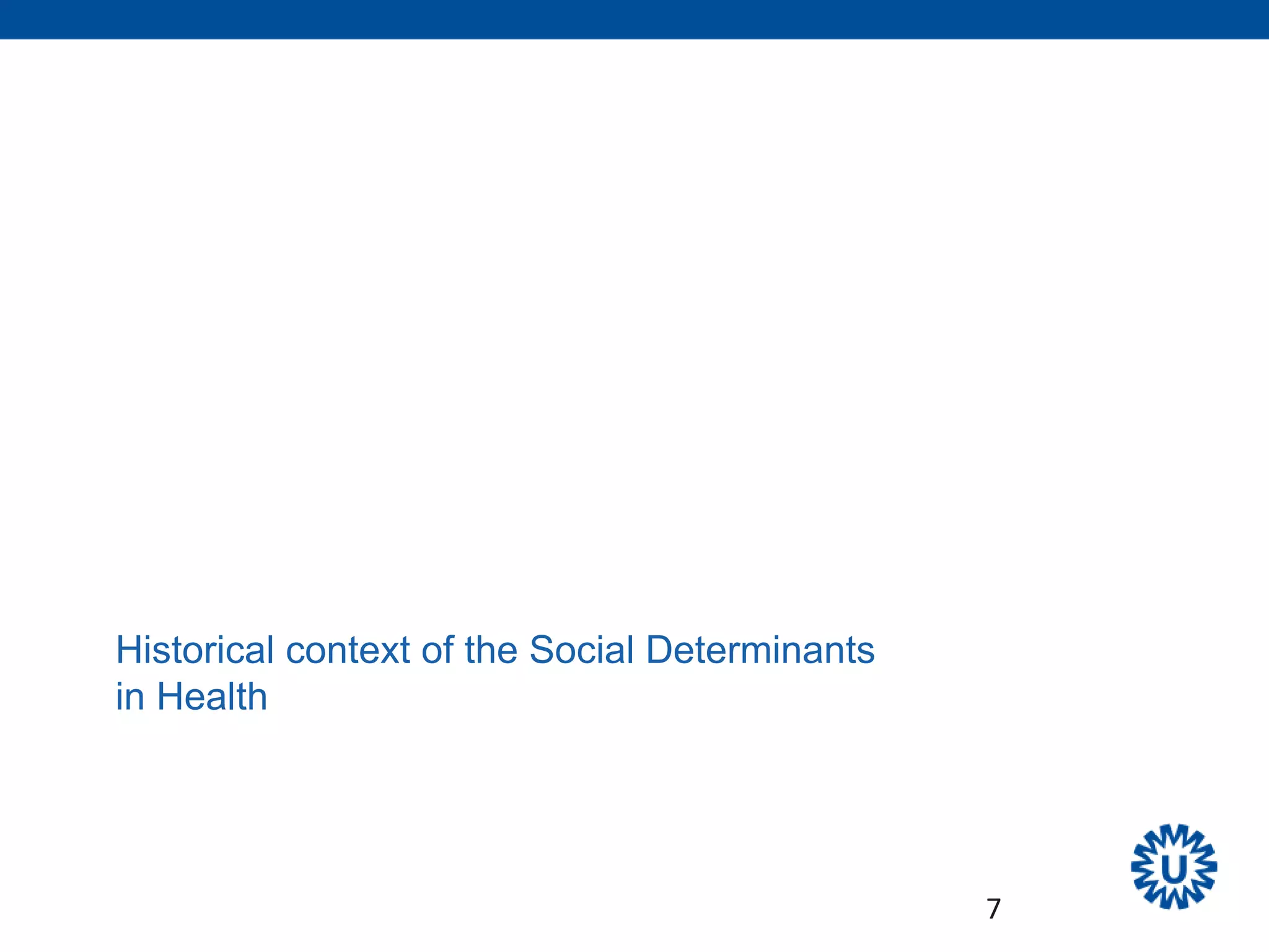 Historical context of the Social Determinants
in Health
7
 