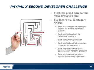 Enabling Different kinds of payment modelsSimple PaymentsChained PaymentsParallel PaymentsPreapprovalsSubscriptionsRecurring PaymentsWeb CheckoutMicro PaymentsPrimaryCPre Approval46