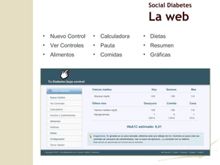 Nuevo Control Ver Controles Alimentos Dietas Resumen Gráficas Calculadora Pauta Comidas Social Diabetes La web 
