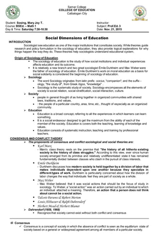 Social dimensions of education | DOCX