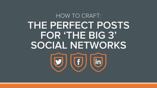 HOW TO CRAFT:
THE PERFECT POSTS
FOR ‘THE BIG 3’
SOCIAL NETWORKS
 