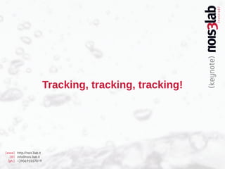 Tracking, tracking, tracking!




[www] http://nois3lab.it
   [@] info@nois3lab.it
  [ph.] +390695557019
 