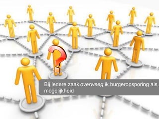 Bij iedere zaak overweeg ik burgeropsporing als
mogelijkheid
 