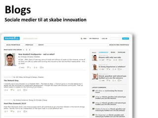 ProduktudviklingHvordan kan du forbedre eksisterende produkter ved at tilføje sociale medier?MarkedsføringHvordan kan du få dine (potentielle) kunder til at tale om dit produkt?Sanity checkSvagheder