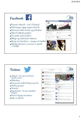 74
45
37
32
29
18
81
50
35
29 27
17
0
10
20
30
40
50
60
70
80
90
Markedsføring
eller PR
Rekruttering Behandling
af kunde-
reaktioner
Intern
vidensdeling
Samarbejde
med forretnings-
forbindelser
Indragelse
af kunder i
produktudvikling
2013 2014Pct. af virksomheder, der bruger sociale medier
#SMWstatistik
 