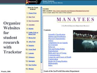 Organize Websites for student research with Trackstar 