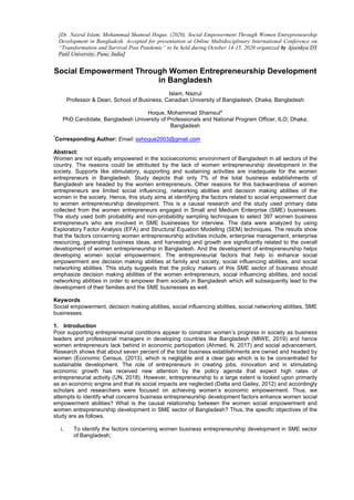 Social Empowerment Through Women Entrepreneurship Development in ...