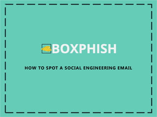 HOW TO SPOT A SOCIAL ENGINEERING EMAIL
 