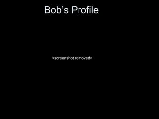 Bob’s Profile
<screenshot removed>
 