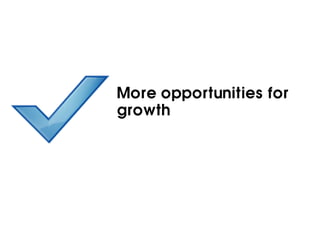More opportunities for
growth
 