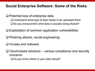 Social Enterprise Rises! …and so are the Risks - DefCamp 2012
